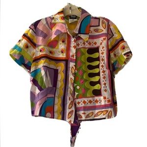 D&G Dolce & Gabbana Silk Blouse w Tie Detail